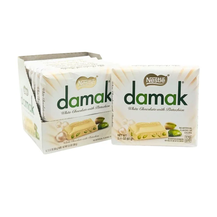 Nestle Damak White Chocolate With Pistachio , Pack of  6 x 60g - Best Before : 31-10-2026