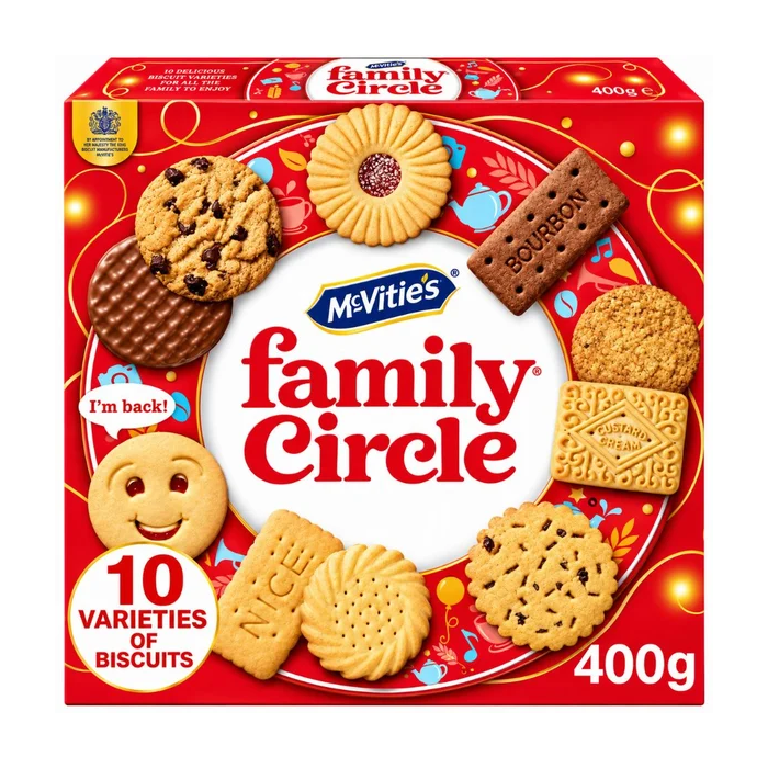 McVitie’s Family Circle Assorted Biscuit Selection Box 400g – 10 Varieties, Christmas Family Sharing Treat