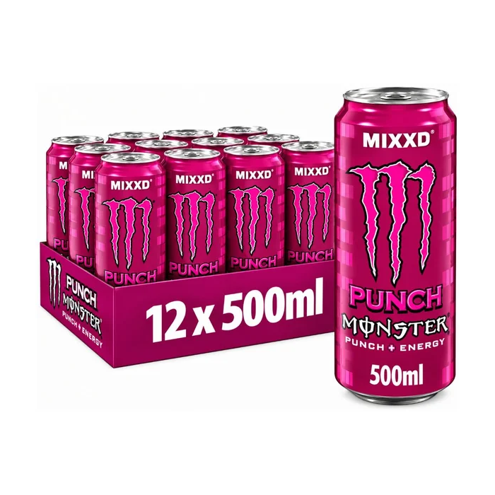 Monster Energy Mixxd Punch Energy Drink , Pack of 12 x 500ml - Fruit Punch + Energy