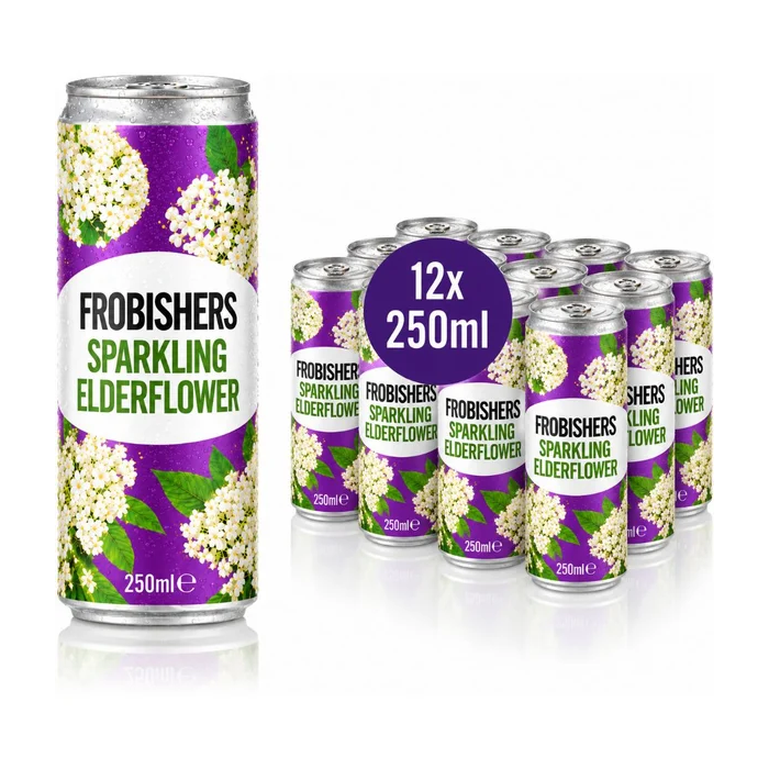 Frobishers Sparkling Elderflower Pressé , Pack of 12 x 250ml - Refreshing Floral Soft Drink