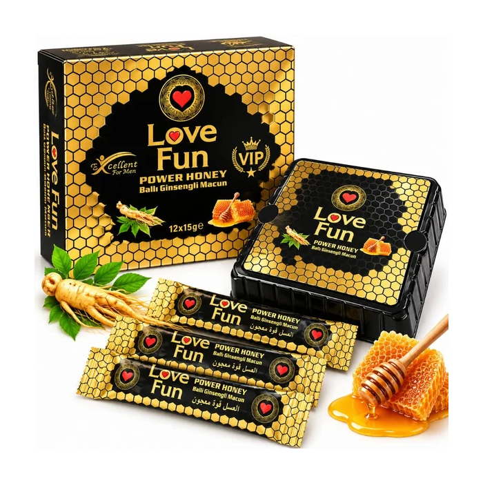 Love Fun Power Honey with Ginseng , Pack of 12  x 15g - Honey & Ginseng Paste