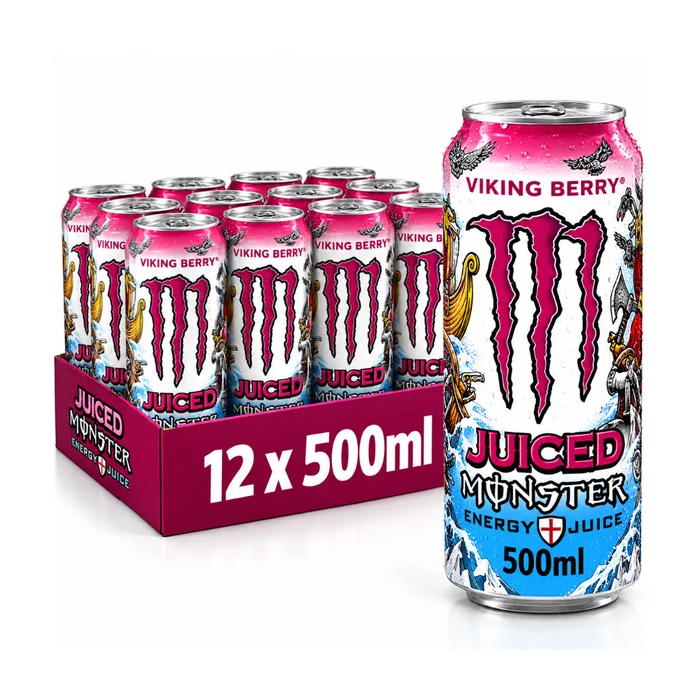 Monster Energy Juiced Viking Berry 500ml Cans , Pack of 12 - Mixed Berry Energy Drink