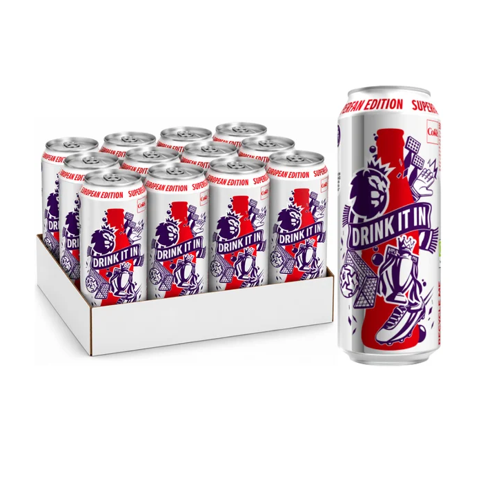 Diet Coke Superfan 500ml, Pack of 12 - Sugar Free Fizzy Cola Soft Drink