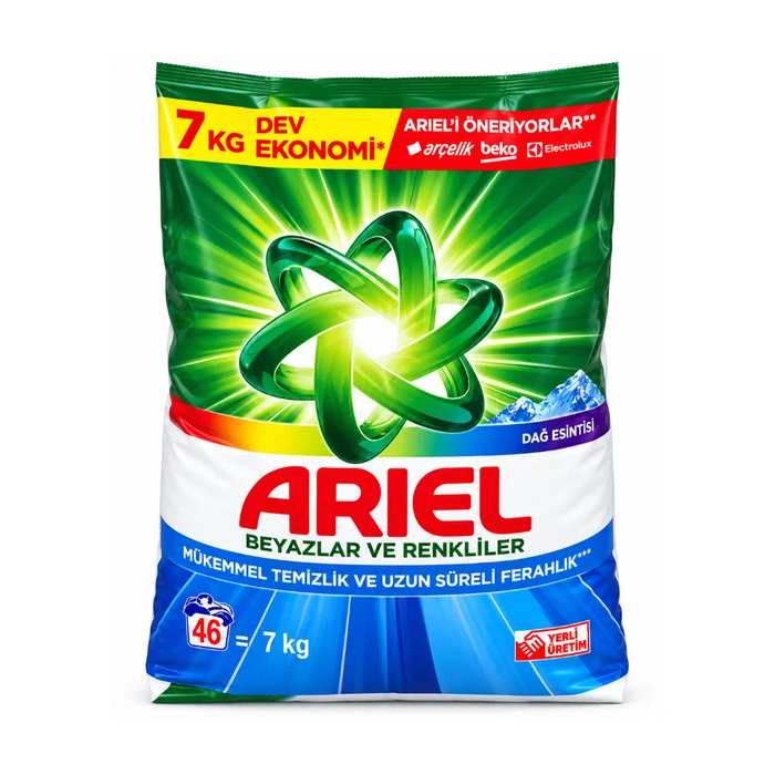 Ariel Mountain Breeze Washing Powder, 7kg – For Whites & Colours, 46 Washes