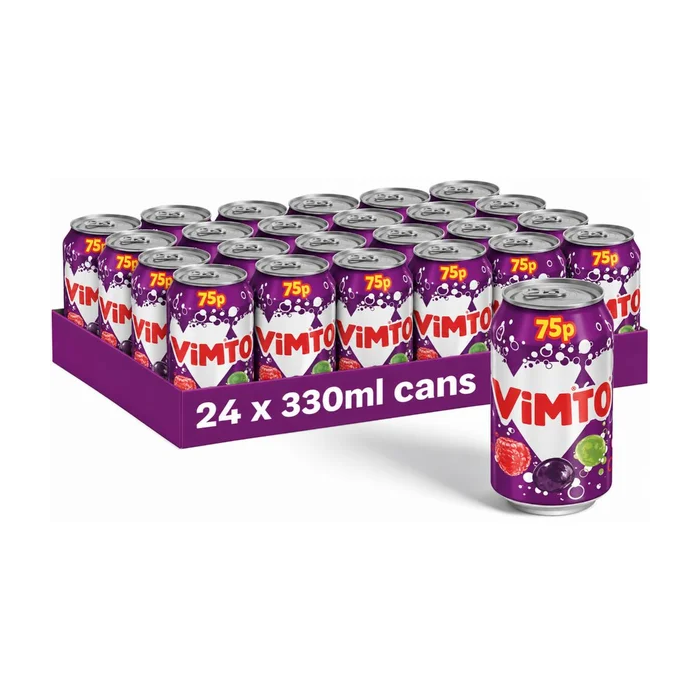 Vimto Original Fizzy Drink Cans PMP, Pack of 24 x 330ml - Fizzy Mixed Fruit Soft Drink