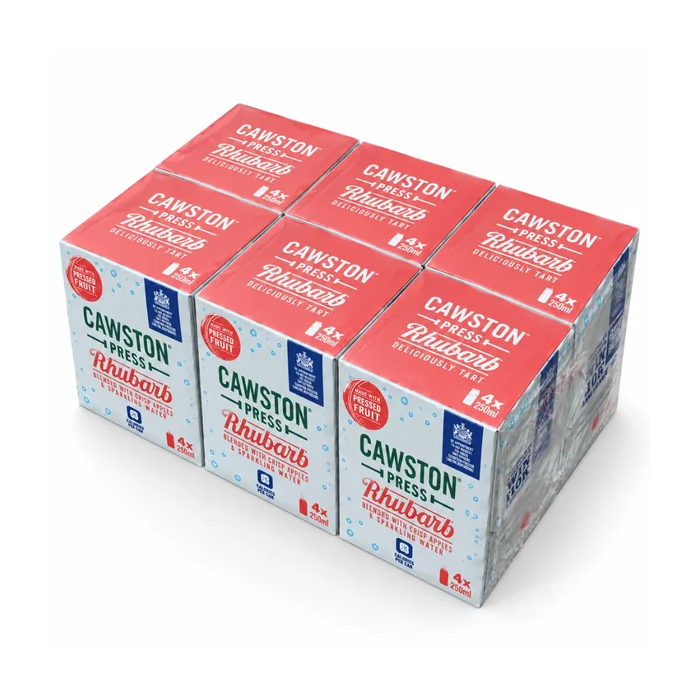 Cawston Press Rhubarb & Apple Sparkling Fruit Drink 250ml Cans (6x4pk)