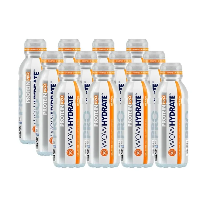Wow Hydrate Tropical 20g Protein Pro Water – Sugar Free, Best Before : Jun 26 - 500g x12