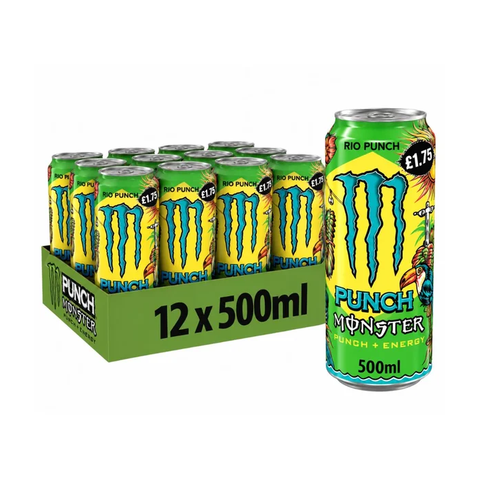 Monster Rio Punch PMP , Pack of 12 x 500ml - Beverage Juice