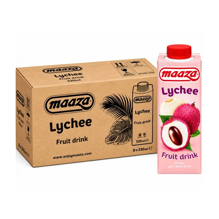 Maaza Lychee Fruit Drink Tetra Pack 8 x 300ml - Deliciously Sweet Lychee Fruit Flavour