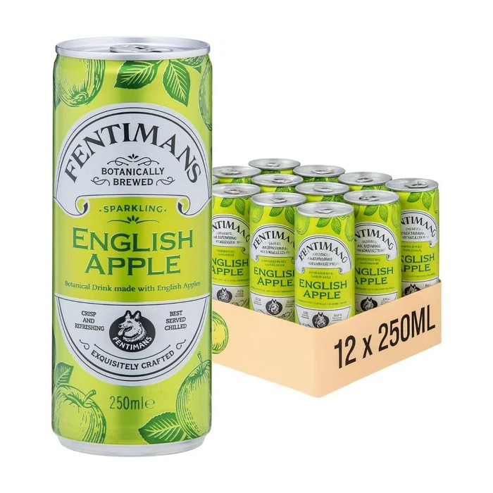 Fentimans Sparkling English Apple, Pack of 12 x 250ml - Botanically Brewed Soft Drink