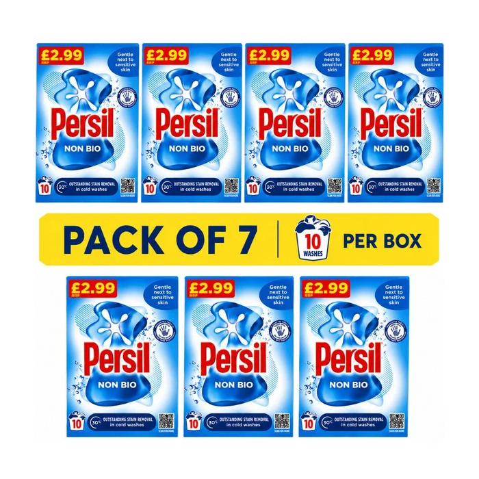 Persil Non Bio Washing Powder PMP , 10 Washes Per Box - Pack of 7 x 500g - Gentle Next to Sensitive Skin