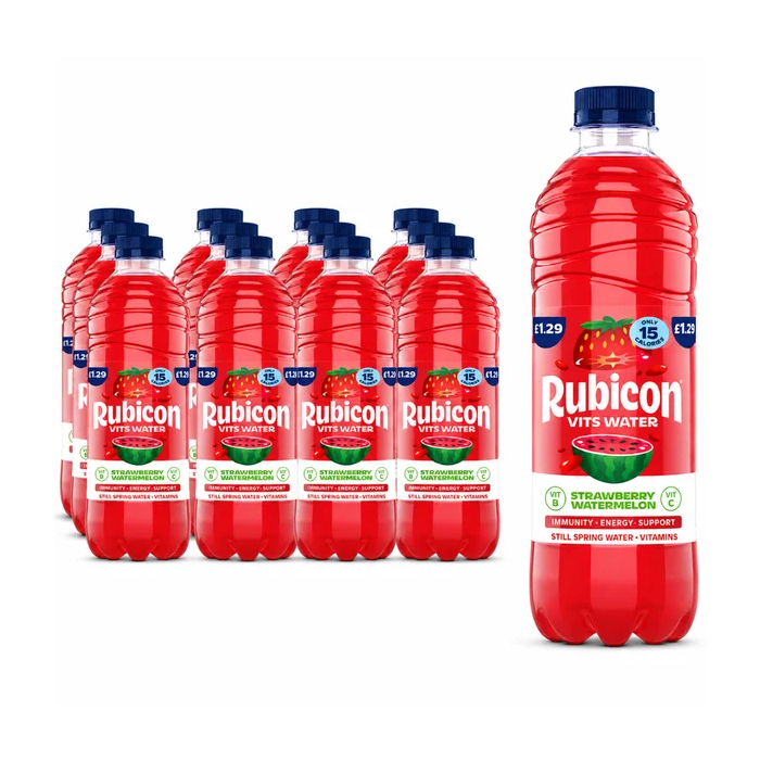 Rubicon Vits Strawberry & Watermelon Still Spring Water Drink PMP , Pack of 12 x 500  - Vitamin Water Drink