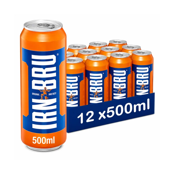 IRN-BRU Original Sparkling Soft Drink , Pack of 12 x 500ml  - Carbonated Flavoured Beverage