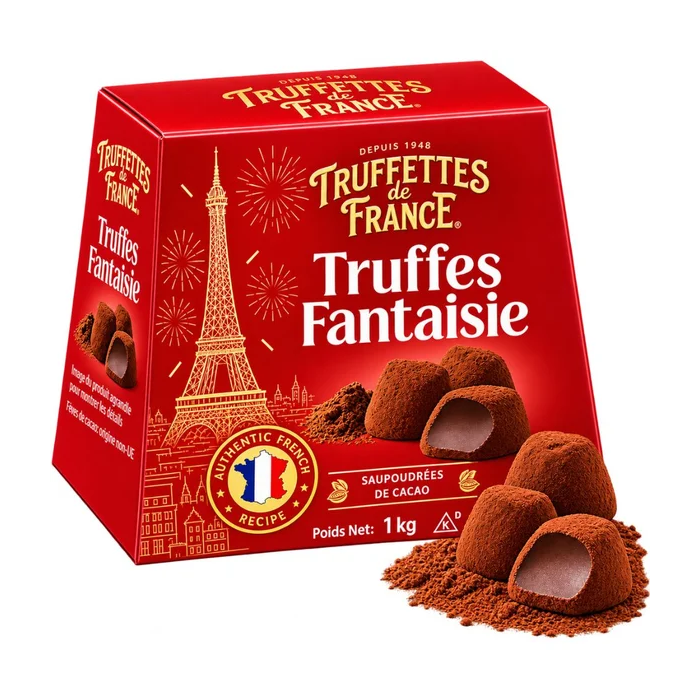 Truffettes de France Truffes Fantaisie Cocoa Dusted Truffles-  1kg (2x500g) Box 