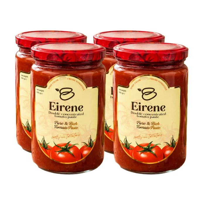 Eirene Double Concentrated Tomato Paste Glass Jars - Pack of 4 x 680g - Rich Tomato Cooking Base