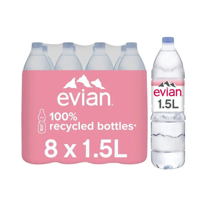 Evian Mineral Water 1.5L Bottles – Pack of 8 – Crisp & Refreshing Hydration 