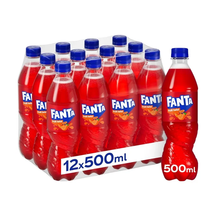 Fanta Fruit Twist 500ML Bottles - Pack of 12 - Mixed Fruit Flavor Soft Drink
