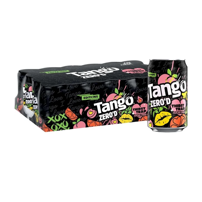 Tango Zero Thirst Trap Sugar Free Soft Drink Cans – Pack of 24 x 330ml – Apple & Peach with Orange Pineapple Flavour 