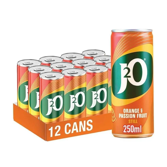 J2O Orange & Passion Fruit Still Soft Drink – Pack of 12 x 250ml – Refreshing Fruity Blend, Shake to Mix – Best Before: June 2026