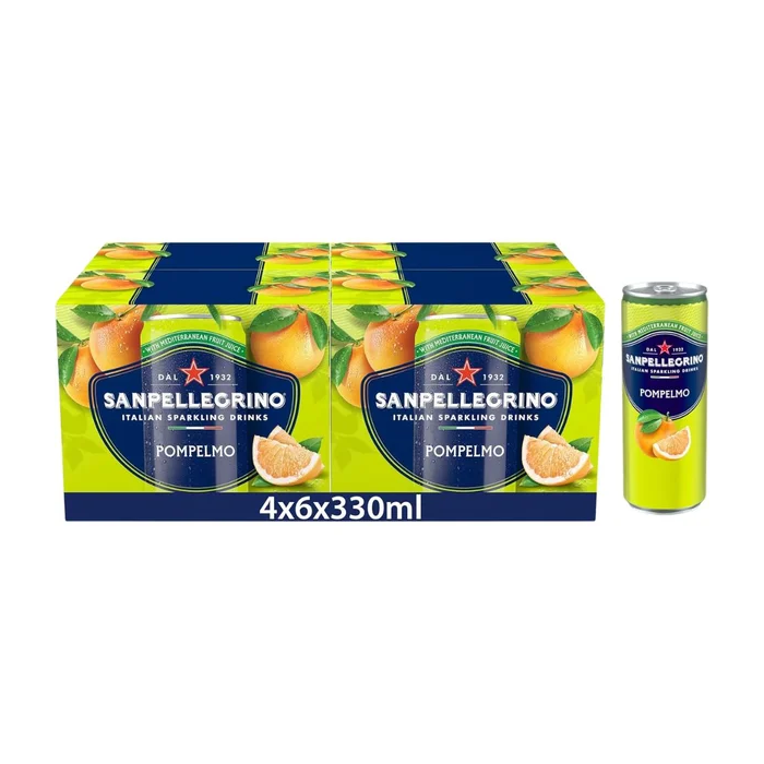 San Pellegrino Grapefruit (POMPELMO) Italian Sparkling Drink 330ml - Pack of 24 (4x6pk) - Refreshing Beverage