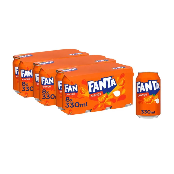 Fanta Orange PMP/Multipack Soft Drink 330ml Cans - Pack of 24 (3x8pk) - Refreshing Fizzy Drink, Best Before: 31/05/2026