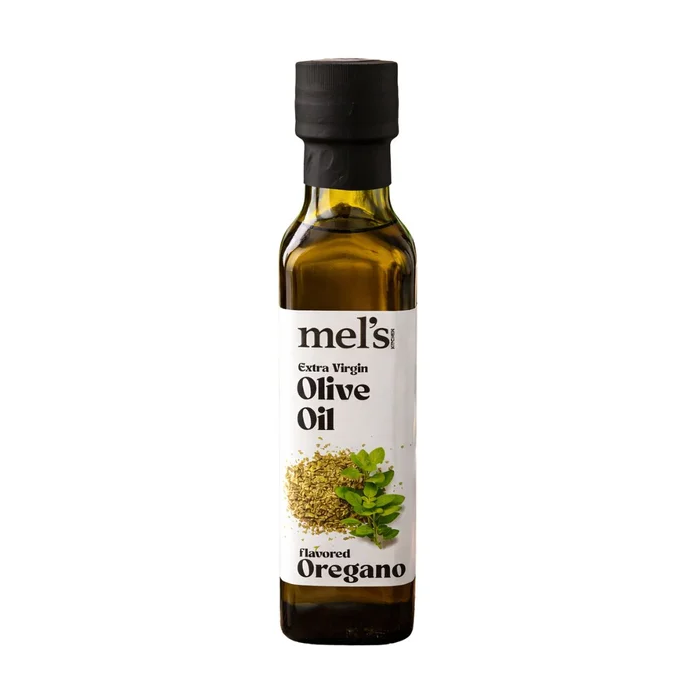 Mel's Kitchen Oregano Flavored Extra Virgin Olive Oil – 250ML Glass Bottle – Ideal for Cooking, Salads & Health