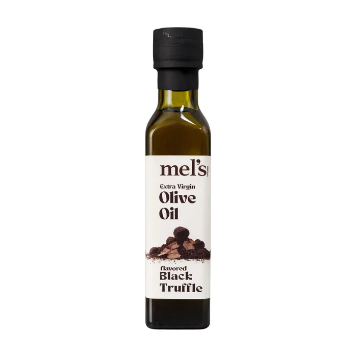 Mel's Kitchen Black Truffle Flavored Extra Virgin Olive Oil – 250ML Glass Bottle – Ideal for Cooking, Salads & Health