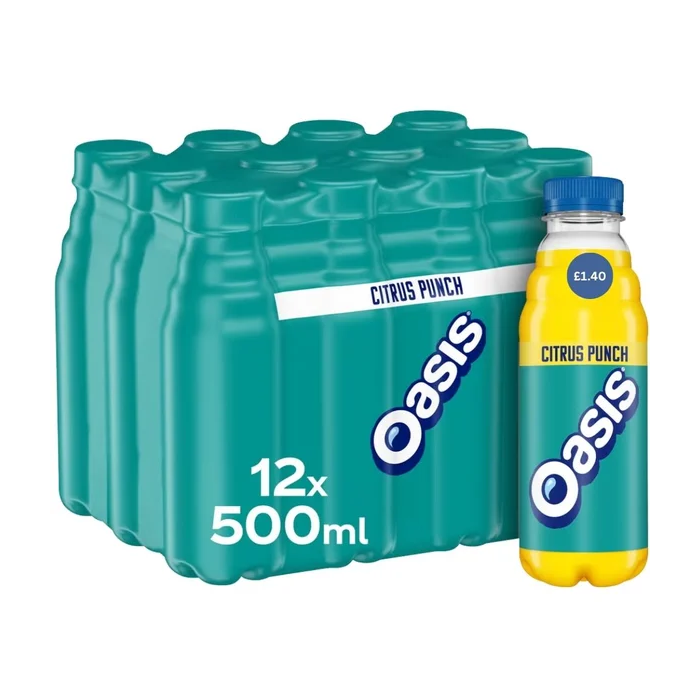 Oasis Citrus Punch 500ml Bottles PMP – Pack of 12 – Refreshing Citrus Juice Drink 