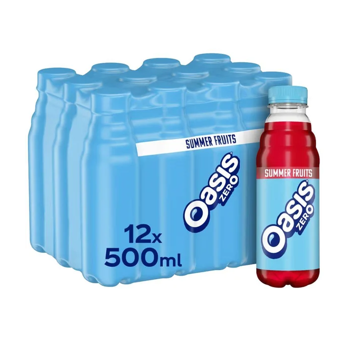 Oasis Zero Summer Fruits- Pack of 12 x 500ml, Best Before: 31/7/26