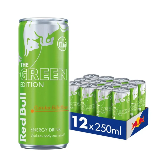 Red Bull The Green Edition Curuba-Elderflower Energy Drink PMP - Pack of 12 x 250ml