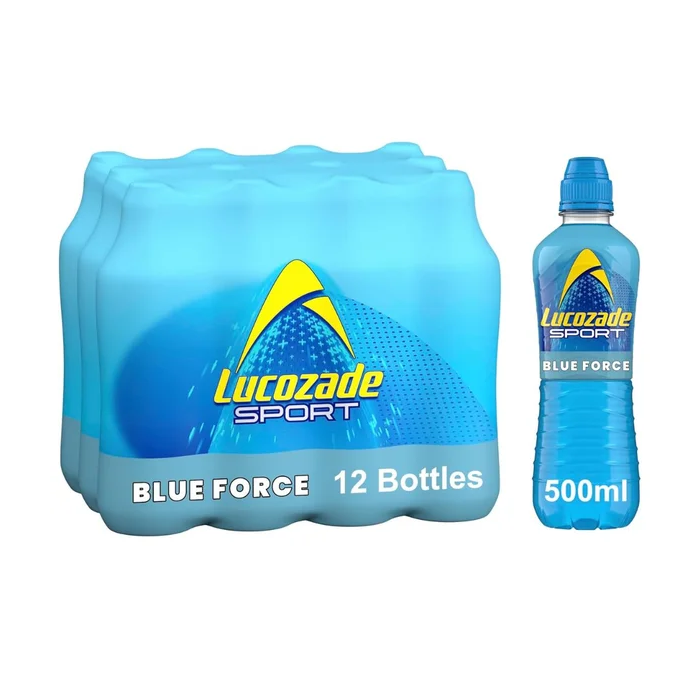Lucozade Sport Blue Force, Isotonic Electrolyte Drink - Pack of 12 x 500ml