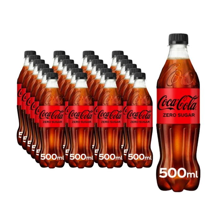 Coca-Cola Zero Sugar - Pack of 24 x 500ml, Fizz Without the Sugar, Classic Taste, Best Before: 31/05/2026