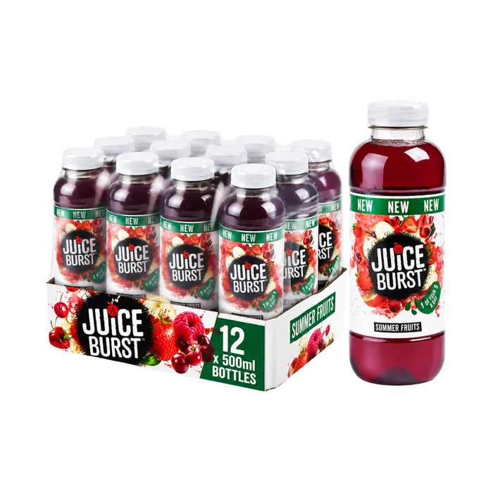 Juice Burst Summer Fruits - Delicious Fruity Refreshment , Pack of 12 x 500ml