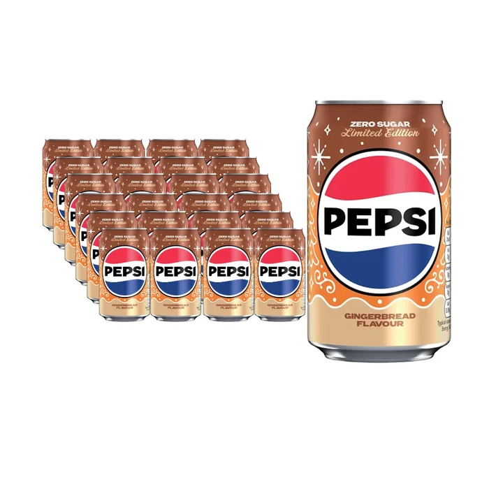 Pepsi Gingerbread Flavour Zero Sugar Multipack Can, Pack of 24 x 330ml - Limited Edition Soft Drink