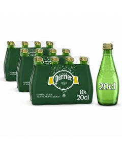 Perrier Natural Sparkling Mineral Water 200ml Glass Bottles – Pack of 24 (3x8pk)