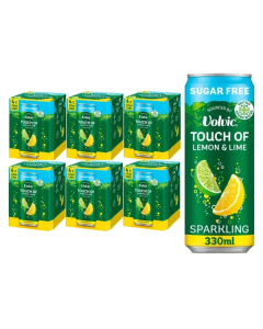 Volvic Touch of Lemon & Lime Sparkling Sugar Free Flavoured Water 330ml, Pack of 24 (6x4pk) - Best Before: 30/9/2026