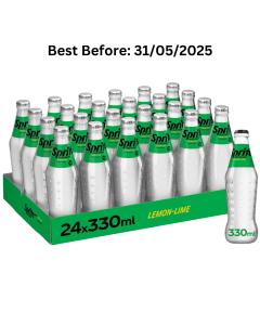 Sprite Zero Sugar Lemon-Lime in Glass Bottles 330ml x24 BBE: 31/05/2025