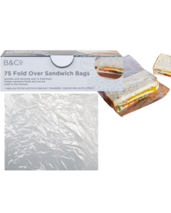 Fold Over Sandwich Bags – Pack of 75 – 16 x 22.5cm – Ideal for Snacks, Lunches & On-the-Go Use, B&Co