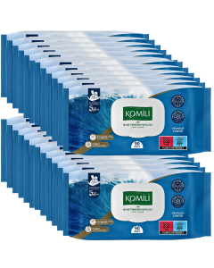 KOMILI Ocean Breeze Wet Cleaning Wipes - Pack of 24 x 90 (2160 Wipes) - Olive Oil, Soft Honeycomb Texture, Dermatologically Tested, pH-Balanced