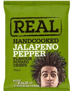 Real Hand Cooked Jalapeno Pepper Potato Crisps 24 x 35g