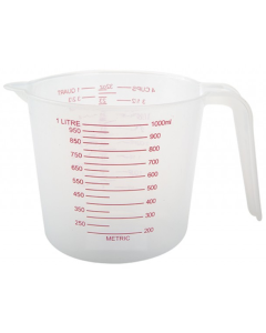 1L Measuring Jug – Clear Plastic with Printed Capacity Markings