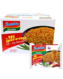Indomie Mi Goreng Stir-Fry Noodles - Pack of 40 x 80g, Quick & Easy Meal  Food