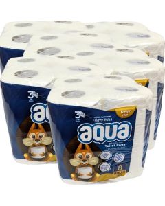 Aqua Toilet Paper 3 Ply - 48 Rolls (6x8pk) - Fluffy Plies, Soft durable , Eco-Friendly, Tissues