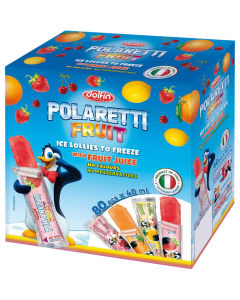 Dolfin Polaretti Fruit Ice Lollies – 80Pcs ×40ml (Ready to Freeze) – Orange, Sour Cherry, Lemon & Strawberry – No Artificial Colours or Preservatives
