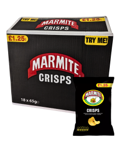 Marmite Crisps PMP 18 x 65g  Yeast Extract , Full on Flavor