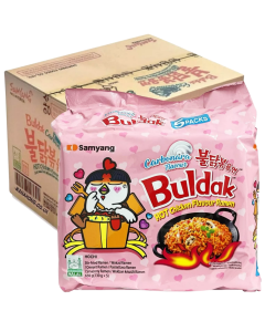 Samyang Buldak Carbonara Flavour Hot Chicken Flavour Ramen - Pack of 40 (8x5pk) x 140g - Stir-Fried Ramen, Halal