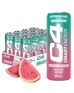 C4 Smart Energy Watermelon Burst Zero Sugar 330ml x 12 Best Before 06/01/2025