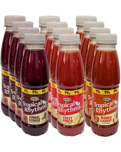 Grace Tropical Rhythms Juice Drink Mix – Pack of 12 × 330 ml (Includes 3× Sorrel Ginger, 3× Fruit Punch, 3× Mango Carrot)