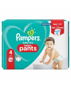 Pampers Baby Dry Nappy Pants Size 4  9-15kg x 38 (pack of 2)