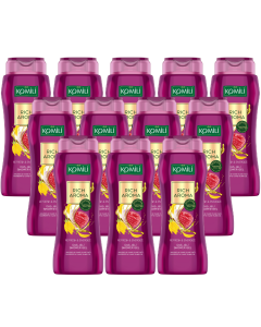 KOMILI Rich Aroma Refresh & Energize Shower Gel , Raspberry & Ylang Ylang Oil - Pack of 12 x 500ml - Long Lasting Body Wash